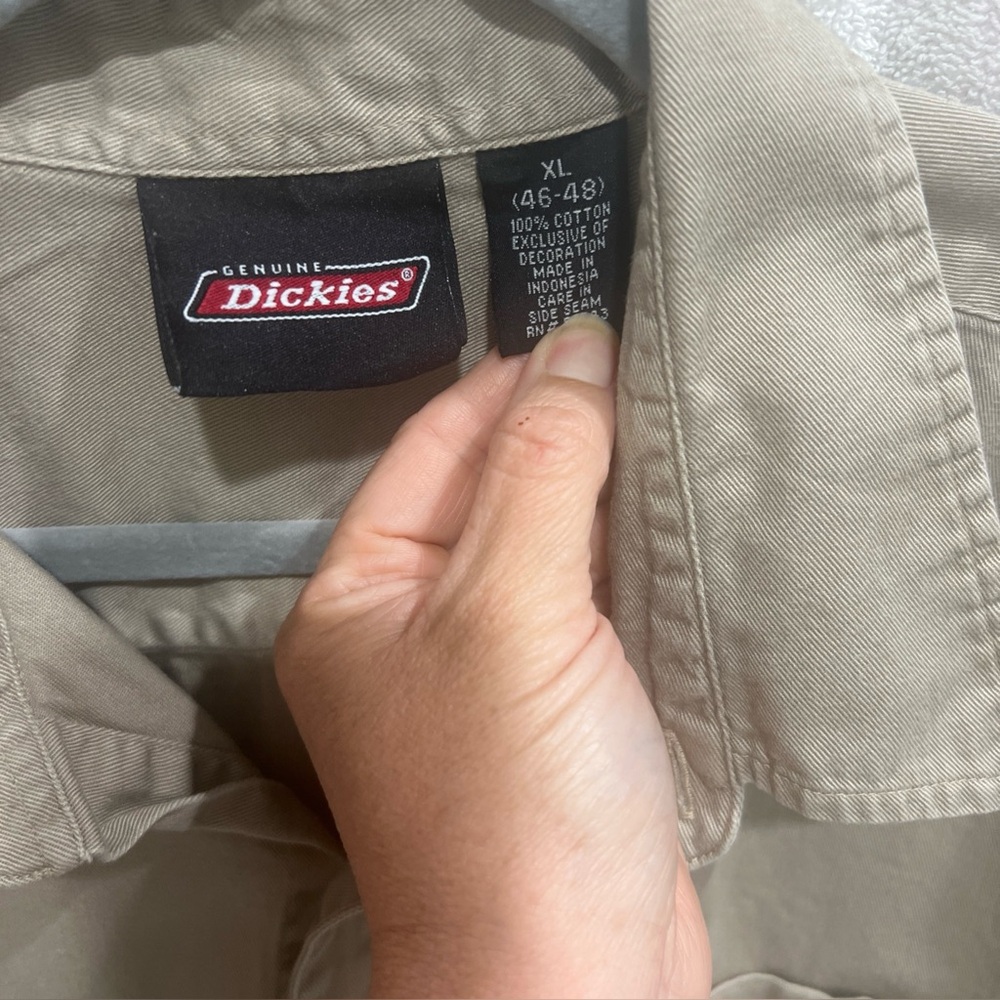 Men’s Authentic Dickies Workshirt Tan With Black Side Stripes Size XL (46-48) - Picture 4 of 6